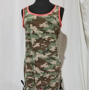 Upcycled Camo Lace Up Dress - Tall: L